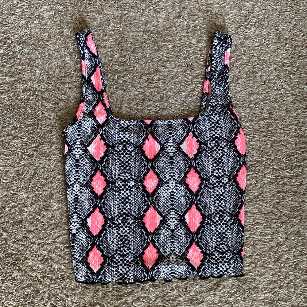 black and pink snakeskin top